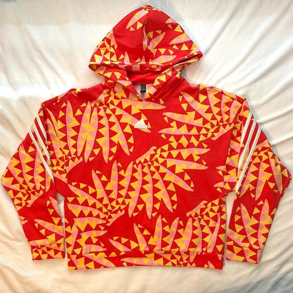 adidas Other - ADIDAS FARM RIO HOODIE Pullover Bold Orange Red Yellow Cropped Kid XL Sweatshirt